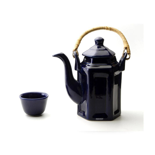 Ceramic Chinese Tea Pot Ashoka Bamboo Hdl Blue