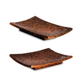 Ceramic Platter Rectangle Raised-Edges Copper Antique