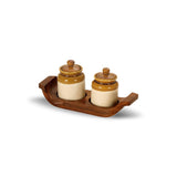 Ceramic Shikara Martaban 3" Pickle set (2n1)
