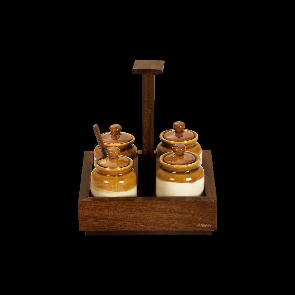 Ceramic Martaban 3" Pickle Set (4n1) SQ