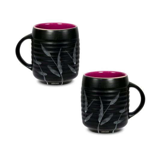 Ceramic Mug Rippled Black Matt/ Burgundy