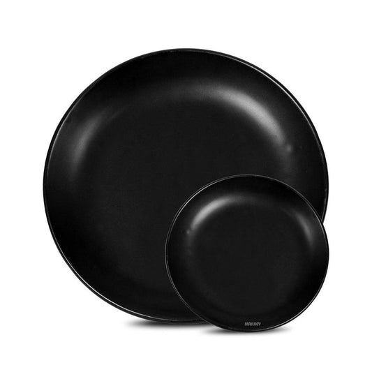 Ceramic Dinner Qtr Plates Coupe Blk Matt