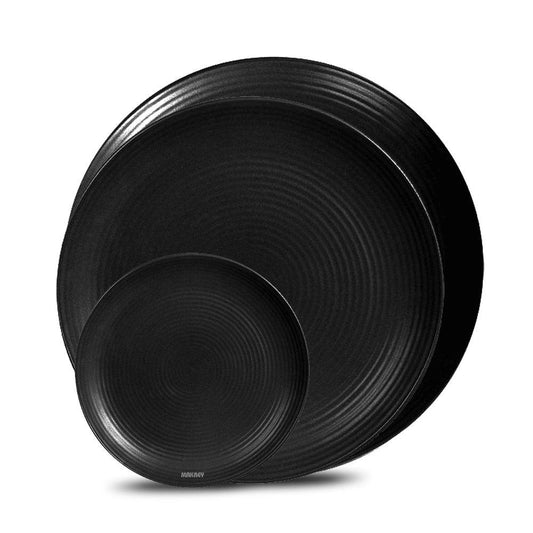 Ceramic Dinner Qtr Plates Coupe Rippled Blk Matt