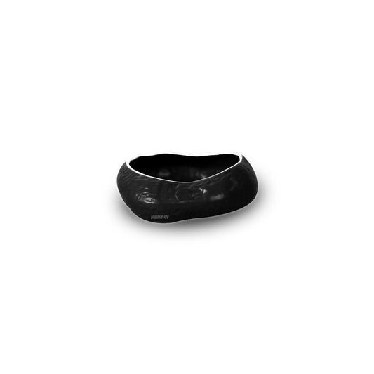 Ceramic Stone Portion Bowl Oval Blk Matt