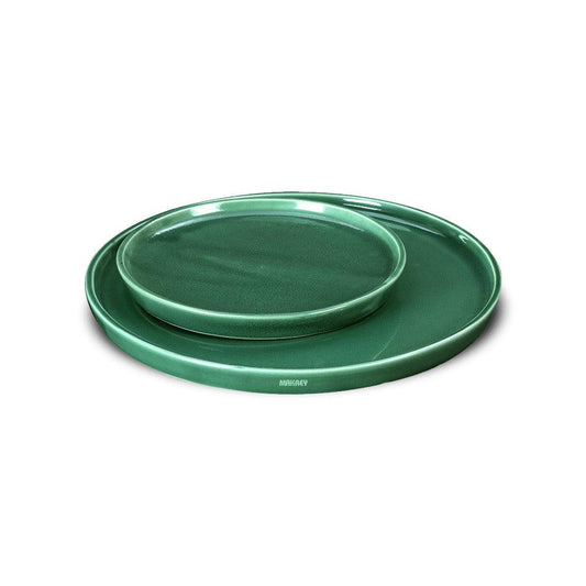 Ceramic Cake Plate Copper Green