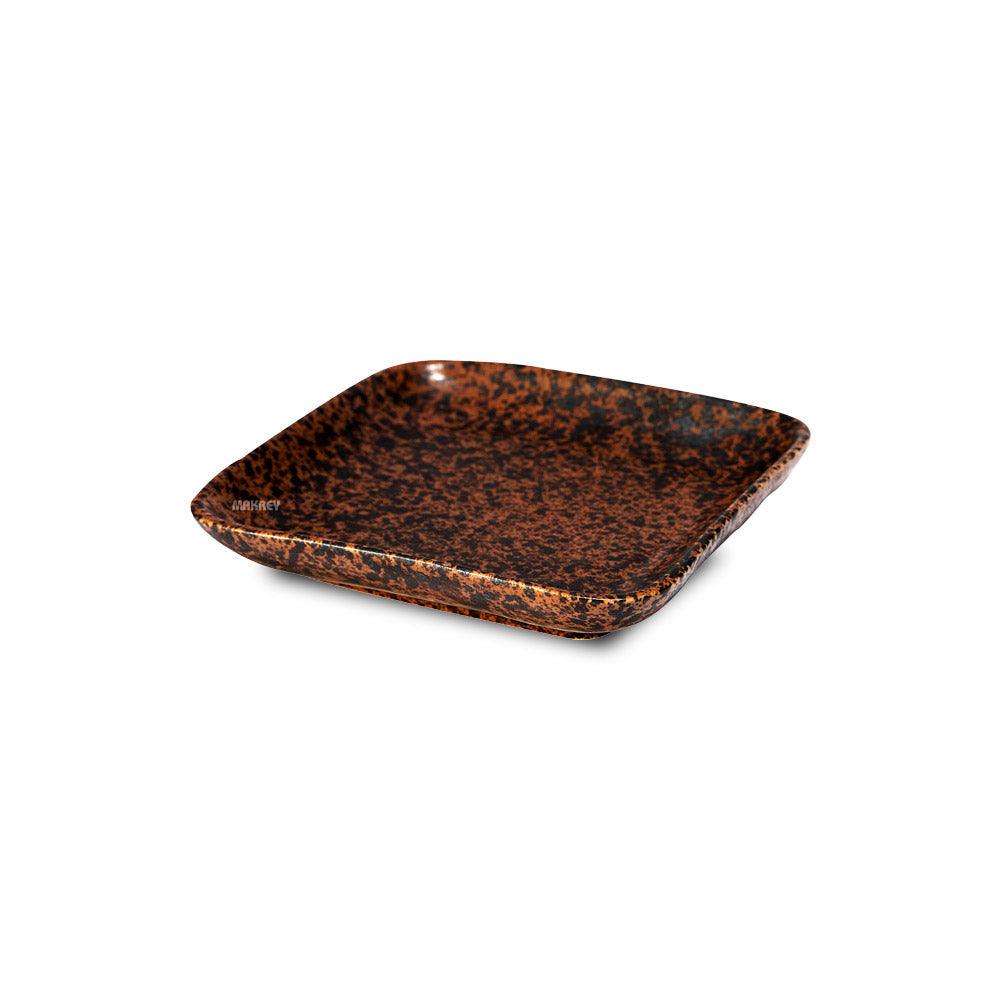Ceramic Small Plate SQ 5.75" Copper Antique