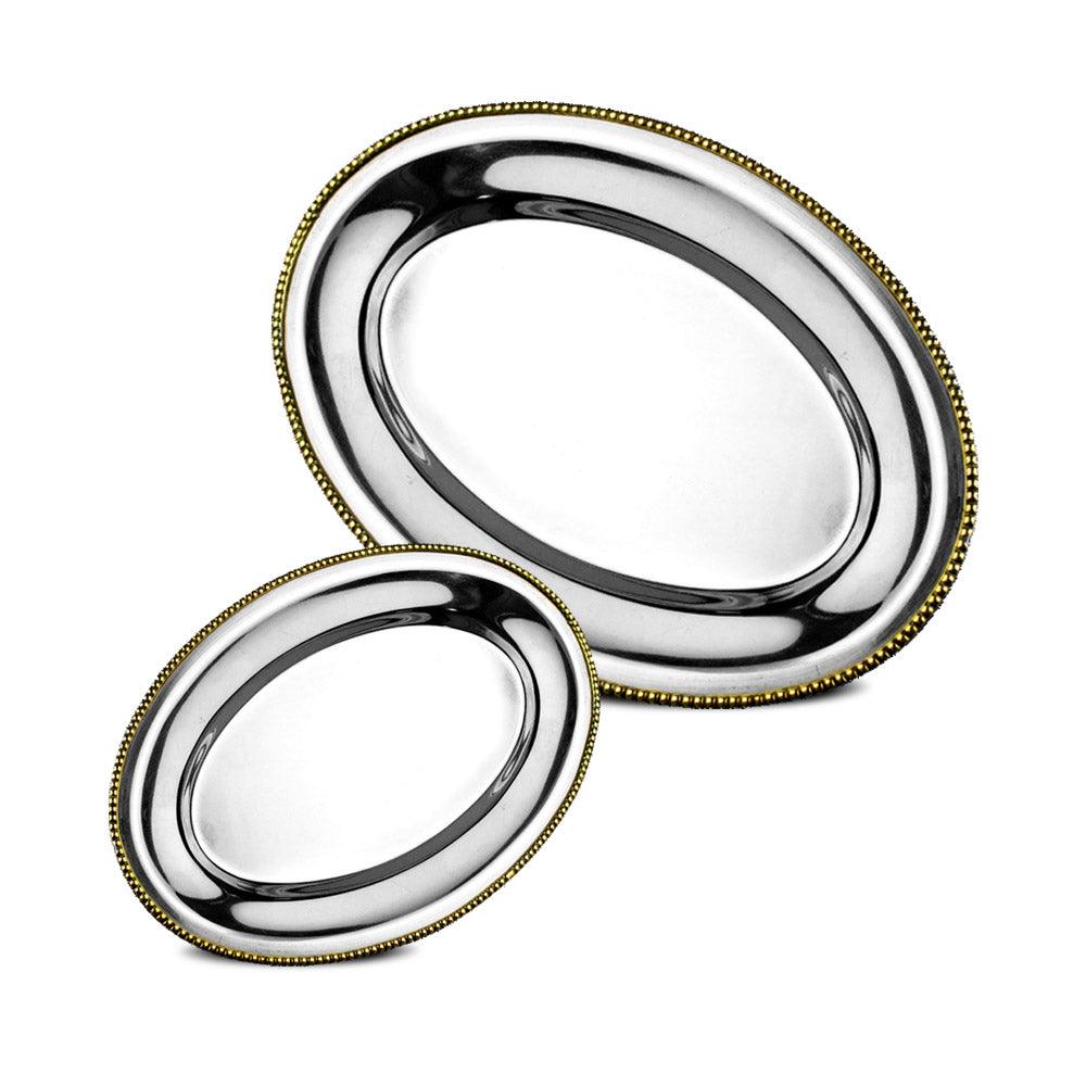 SS Oval Platter w/Brass Beeding