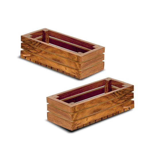 Wooden Basket Rect (3-strip) S/h