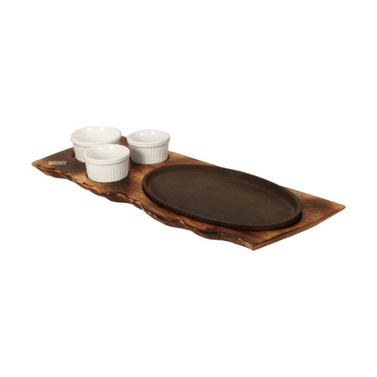 Wood Sizzler Rectangle w/3Dips Mw-Burnt