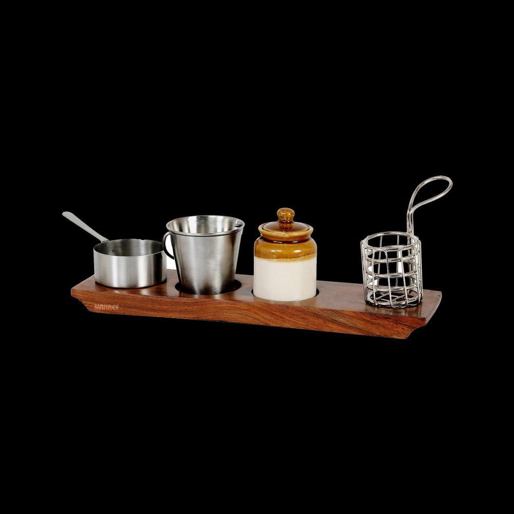 Wood Condiment Set