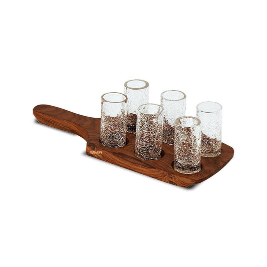 Wood Shot Glass Server w/Hdl (6n1)