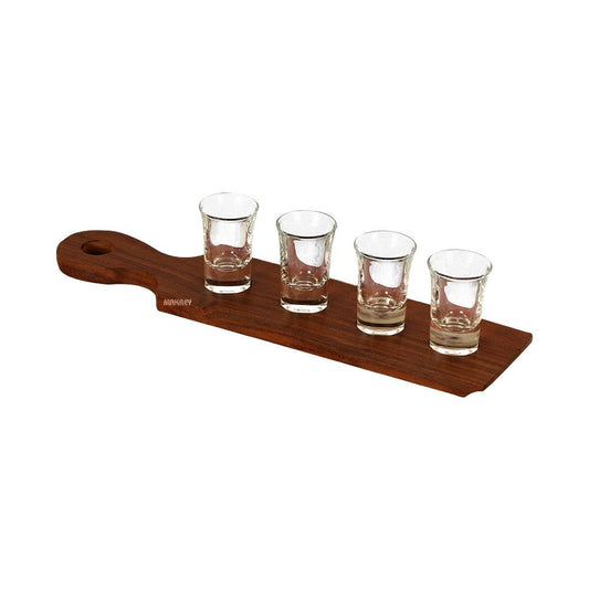 Wood Shot Glass Server w/Hdl (4n1)