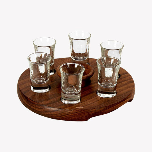 Wood Shot Glass Server Round (7n1)