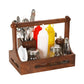 Wood Condiment/Cutlery Holder RECT 10"x6" w/Napkin Partition/Hdl S/h