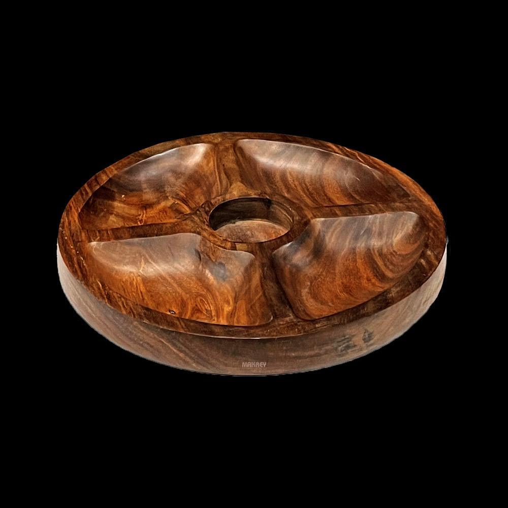 Wood Condiment Tray Round (5-Comp)