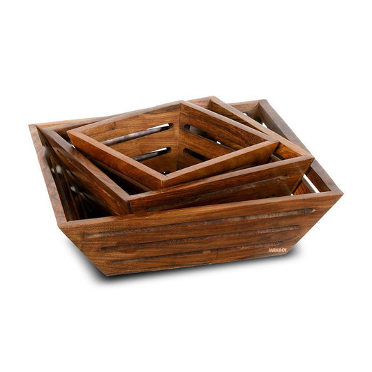 Wooden Basket SQ Taper SLOTTED S/h