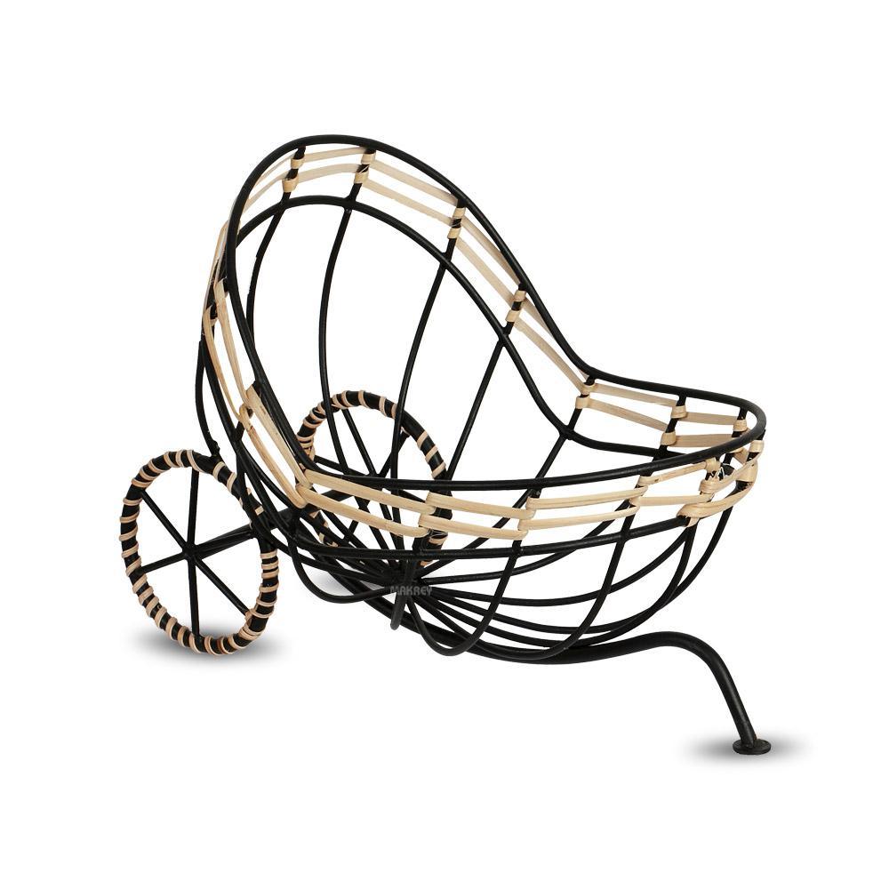 WI-wire Cart Basket (2-wheels) Bamboo knitting